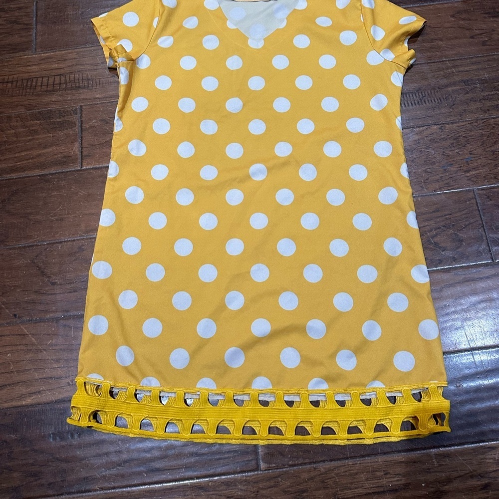 MISSLOOK Yellow‎ and White Polka Dot Dress